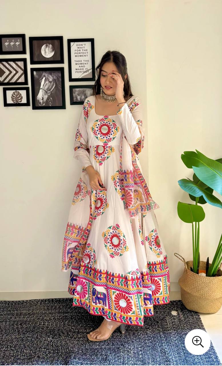 traditional white embroidered anarkali set – festive & wedding wear