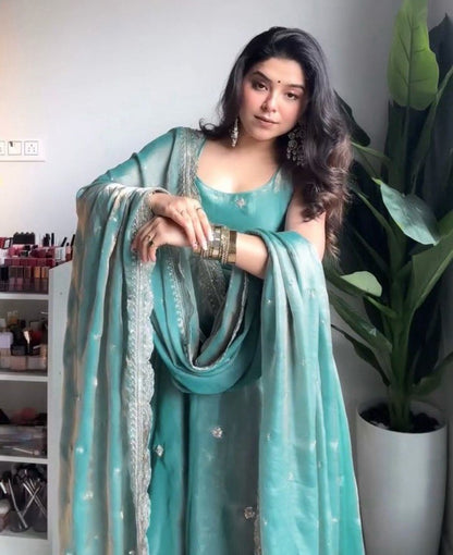 Elegant Fandy Silk Anarkali Gown Set