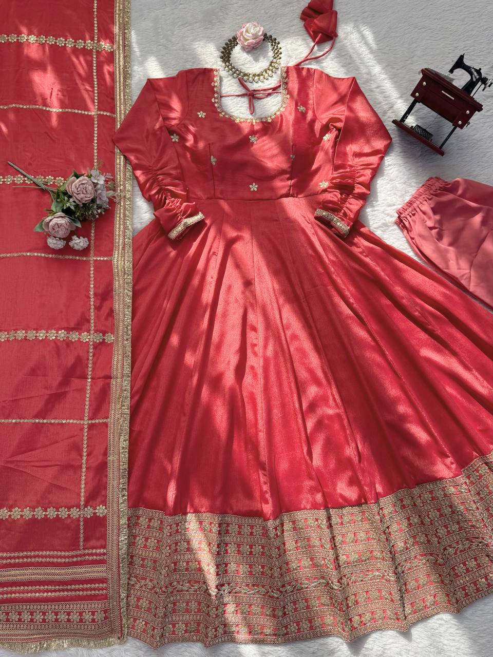 apoorva's chinon silk anarkali