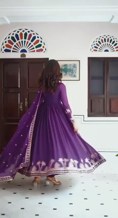 TABASOON PUPRLE ANARKALI SUIT SET