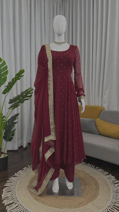 Tanvi-KD Burnt orange Pure Georgette Anarkali set