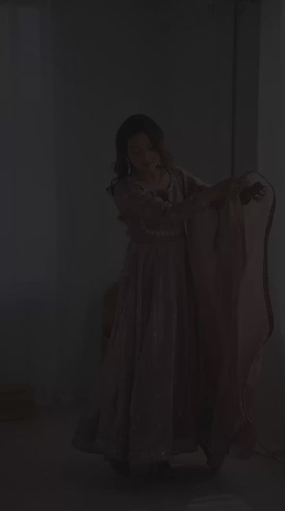 Priyanka purple Fandy Silk Anarkali Suit Set